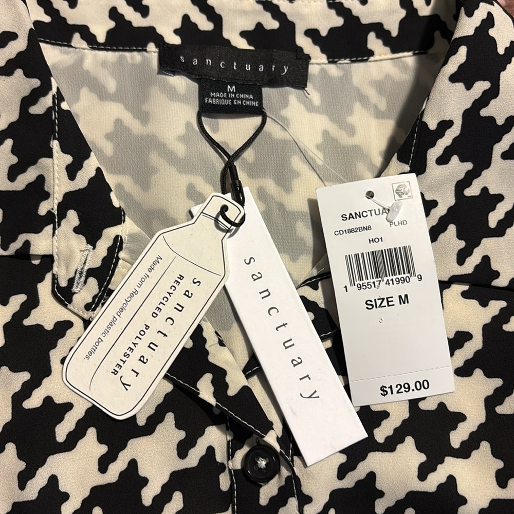NWT Sanctuary Houndstooth Tiered Ruffle Shirt Dress - Picture 7 of 11